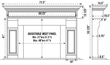 1111.511 stone fireplace mantel spec sheet