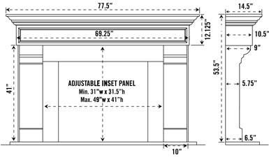 1111.556 stone fireplace mantel spec sheet