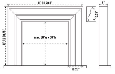 1113 stone fireplace mantel spec sheet