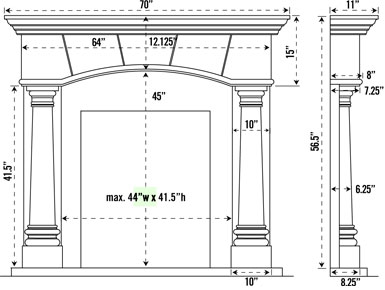 1130.70.531 stone fireplace mantel spec sheet