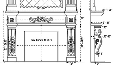 1142.524 stone fireplace mantel spec sheet