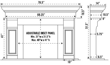 1147.511 stone fireplace mantel spec sheet