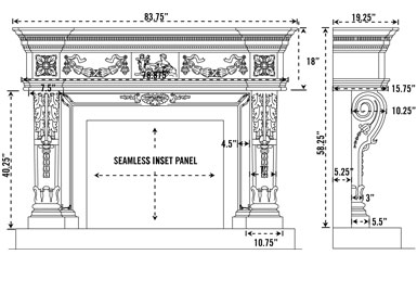 1152.546 stone fireplace mantel spec sheet