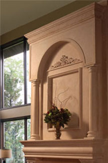 Colonial stone fireplace overmantle surround